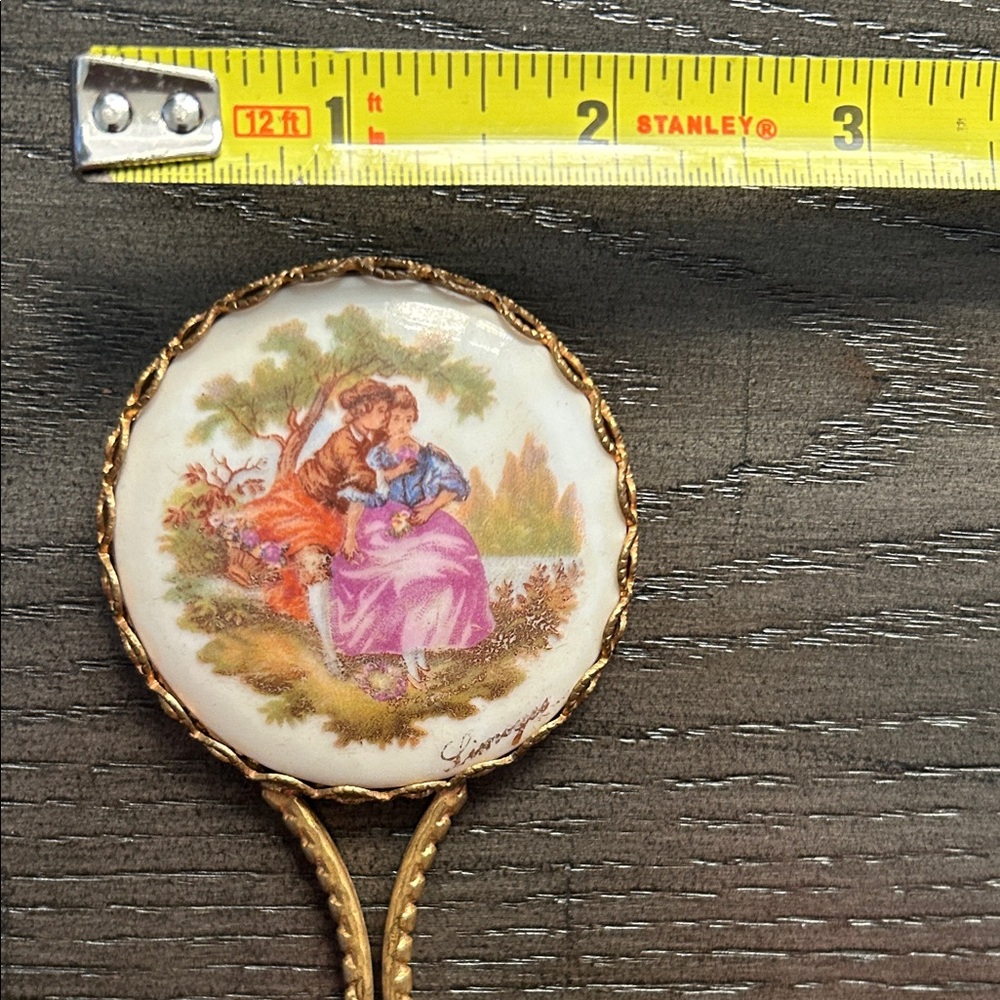 Vintage Limoges porcelain pocket mirror and trinket box - Picture 3 of 8